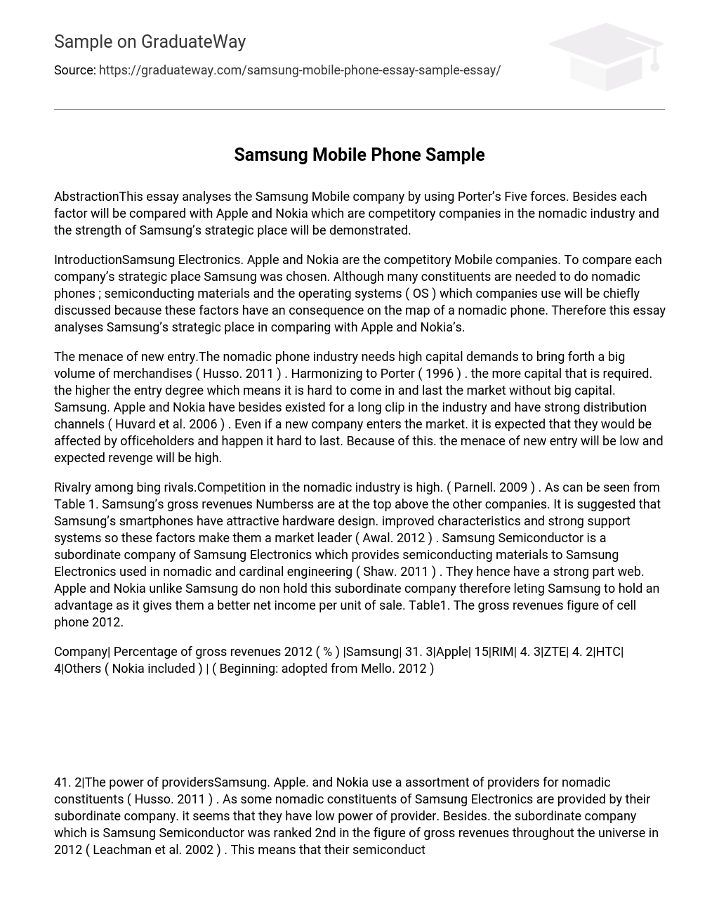 Samsung Mobile Phone Sample