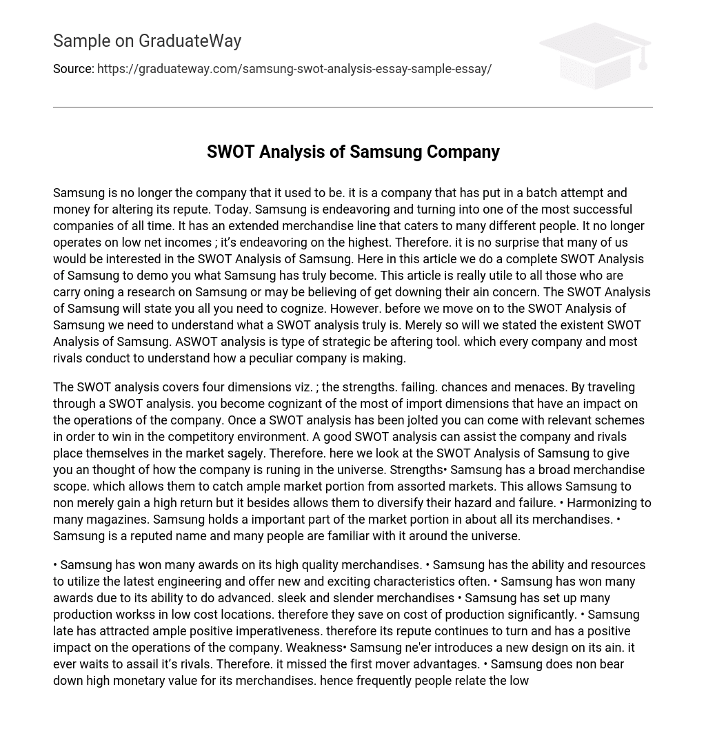 SWOT Analysis of Samsung Company