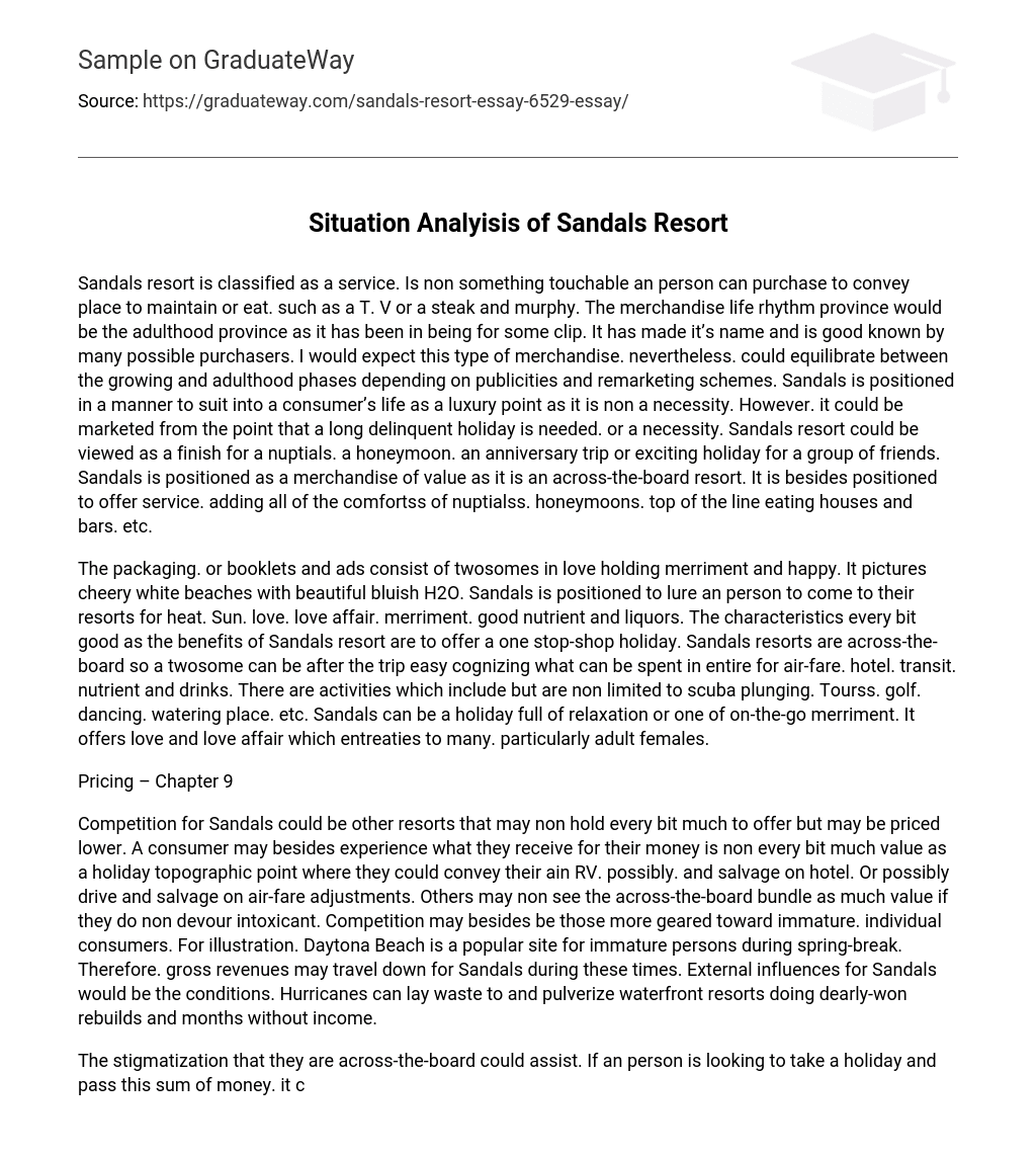 Situation Analyisis of Sandals Resort