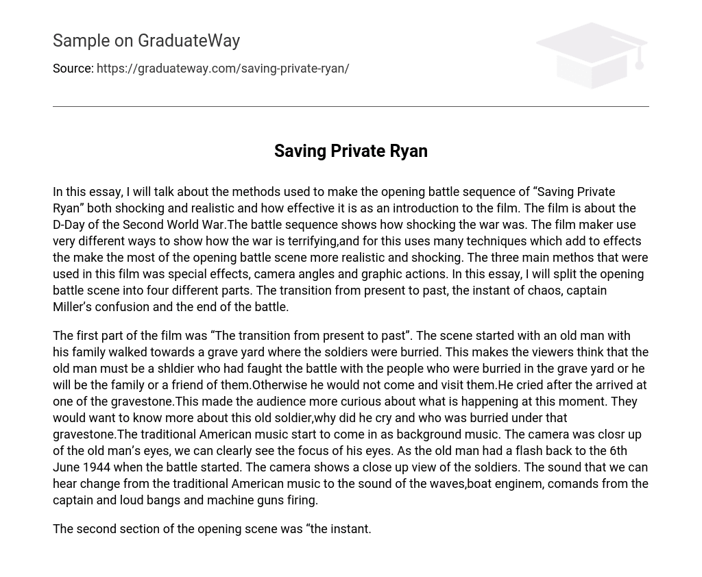 Saving Private Ryan Analysis