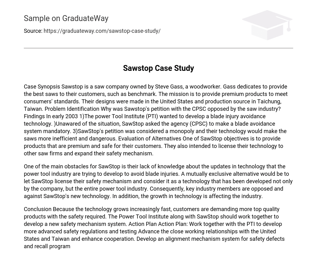 Sawstop Case Study