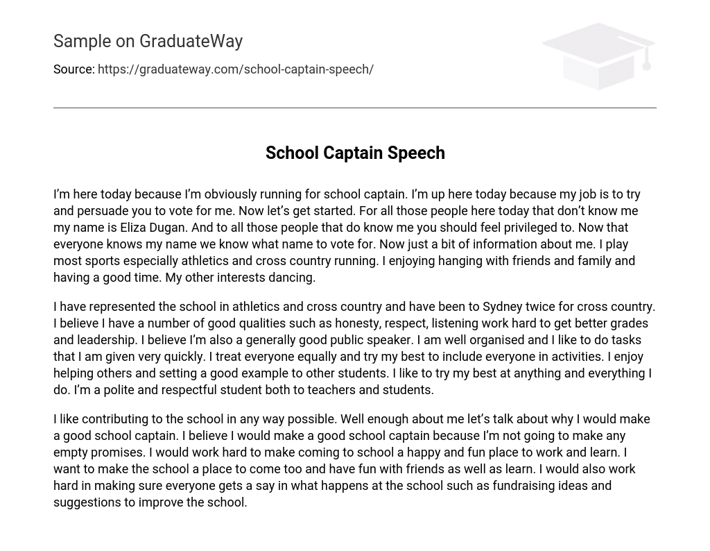School Captain Speech