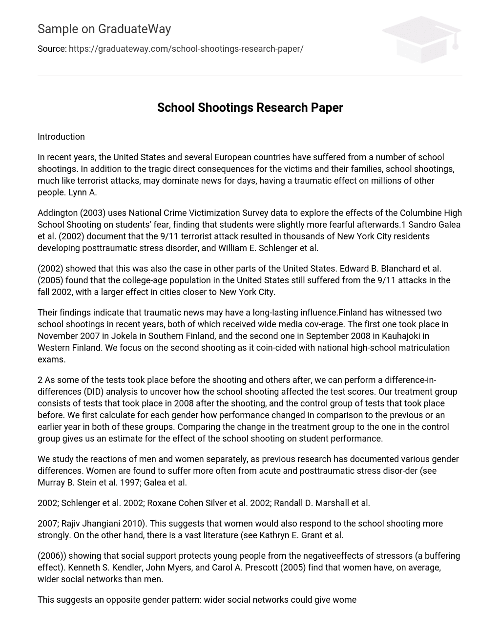 School Shootings Research Paper
