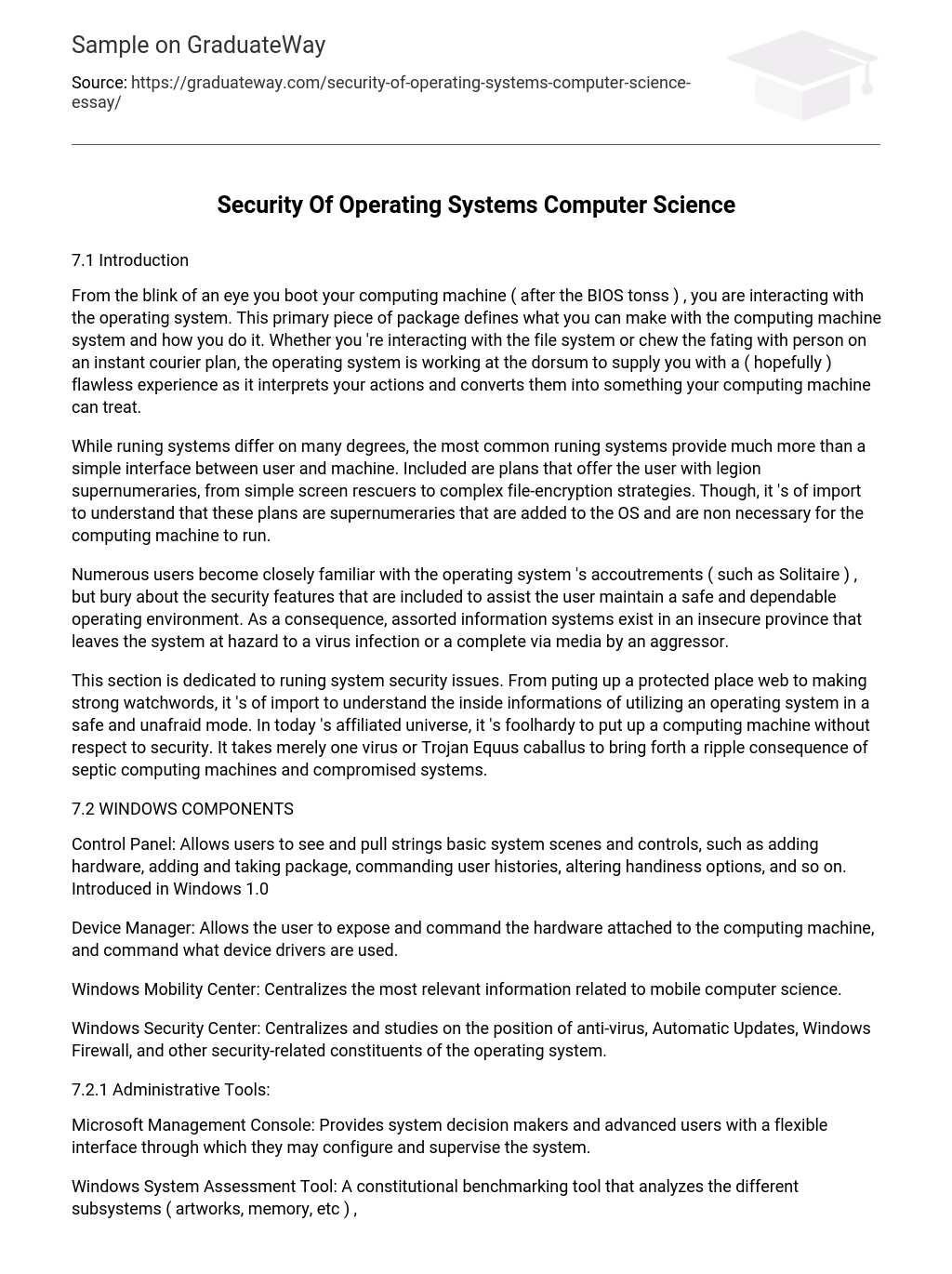 Security Of Operating Systems Computer Science