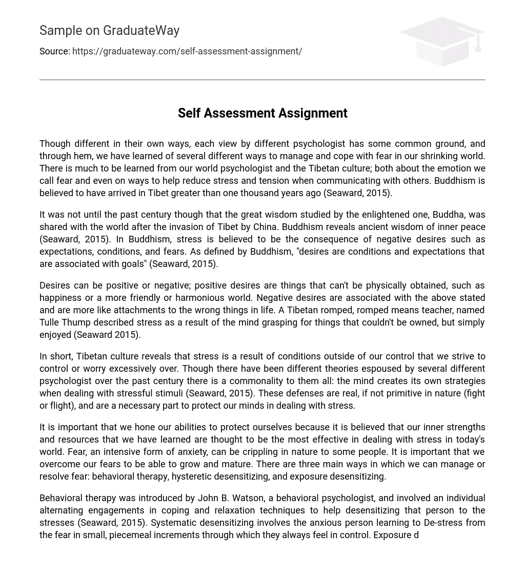 Self Assessment Assignment