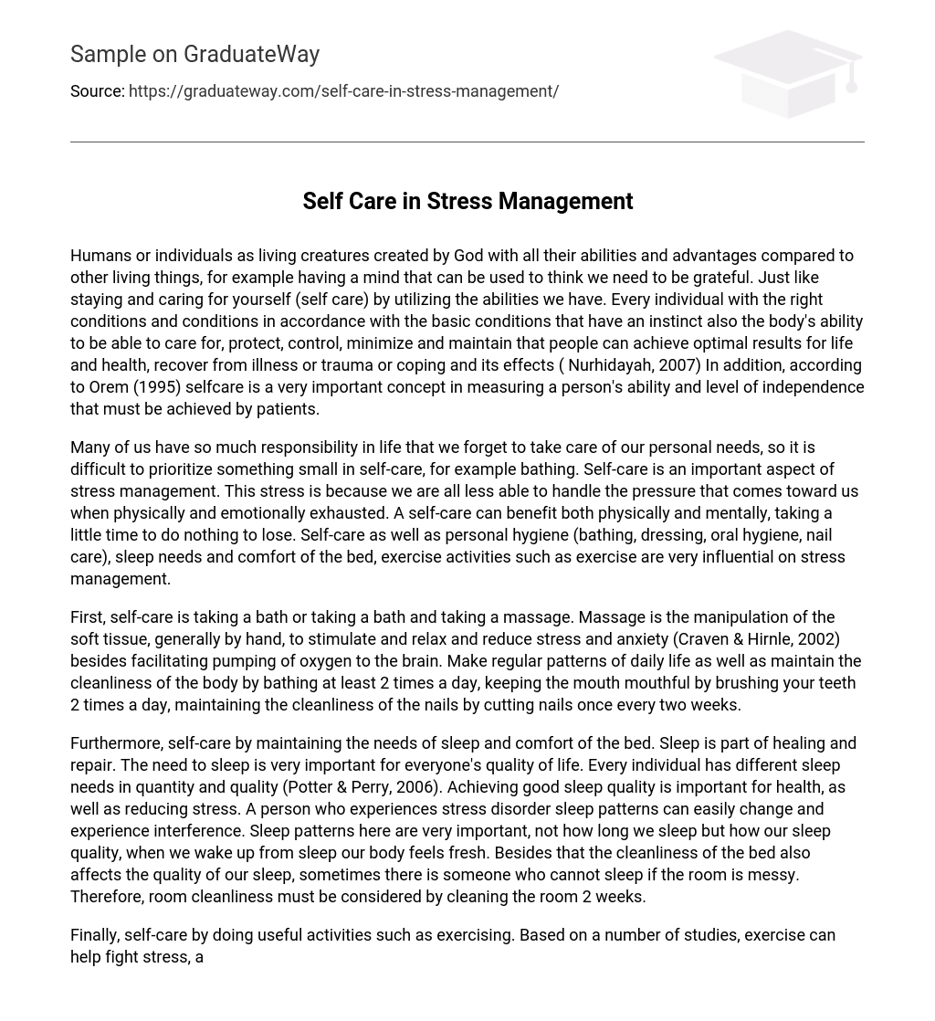 stress and self care essay