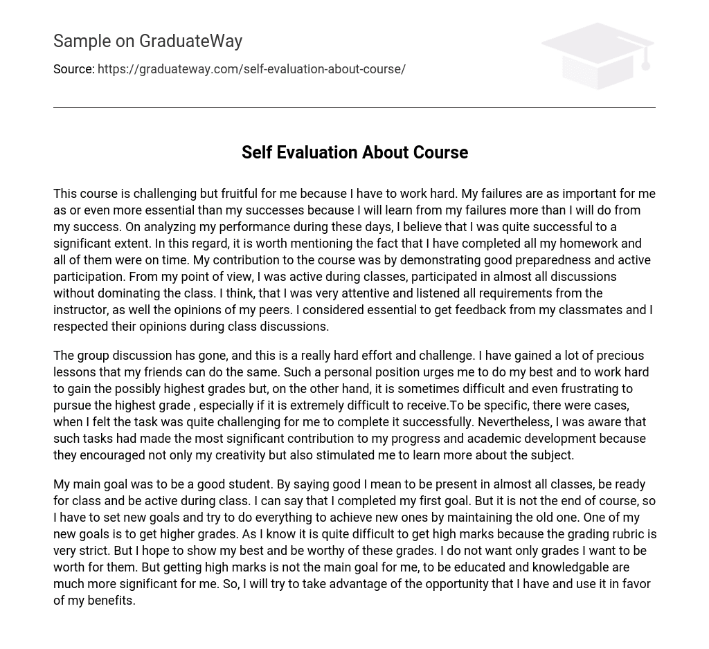 Self Evaluation About Course