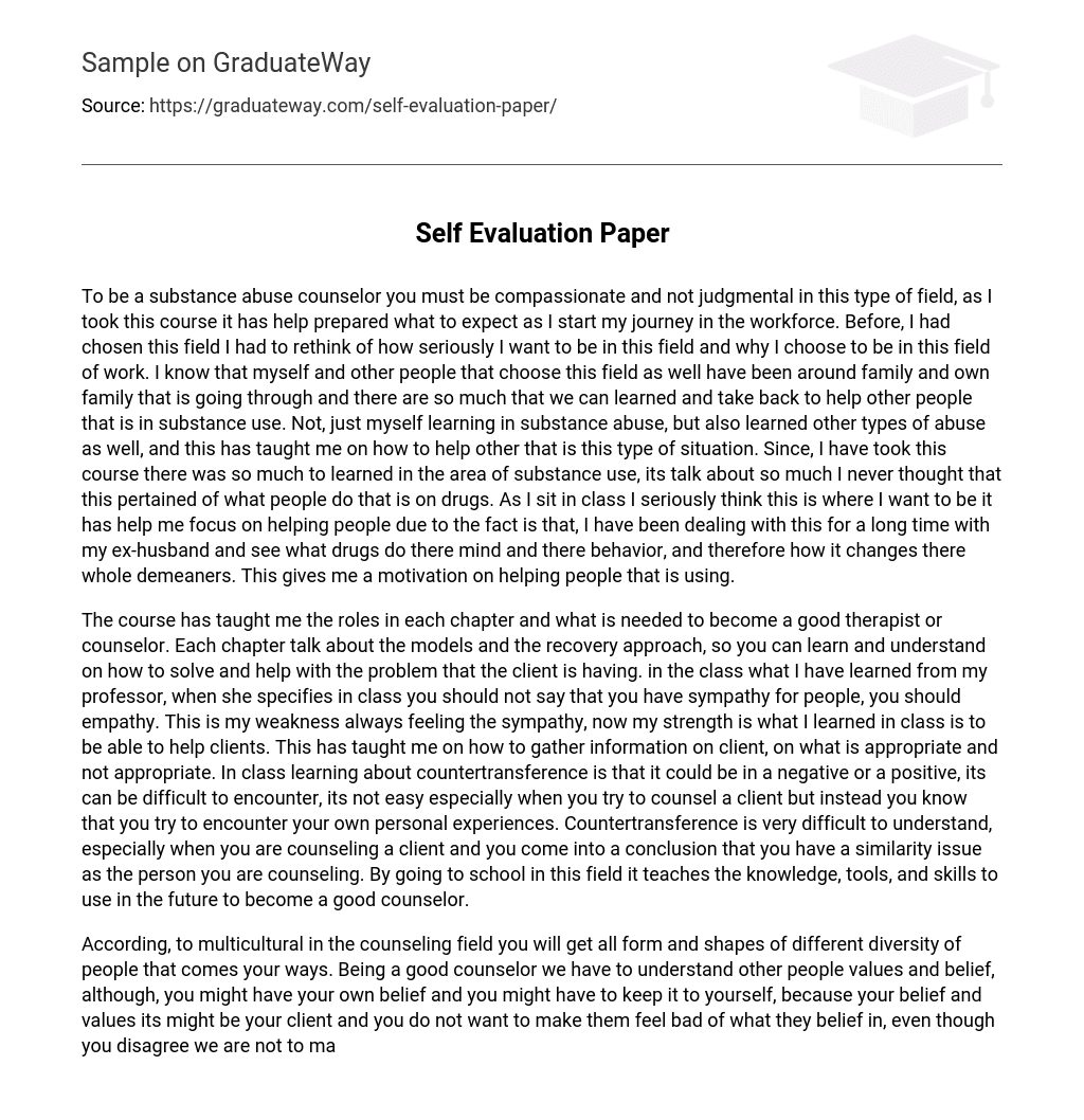 Self Evaluation Paper