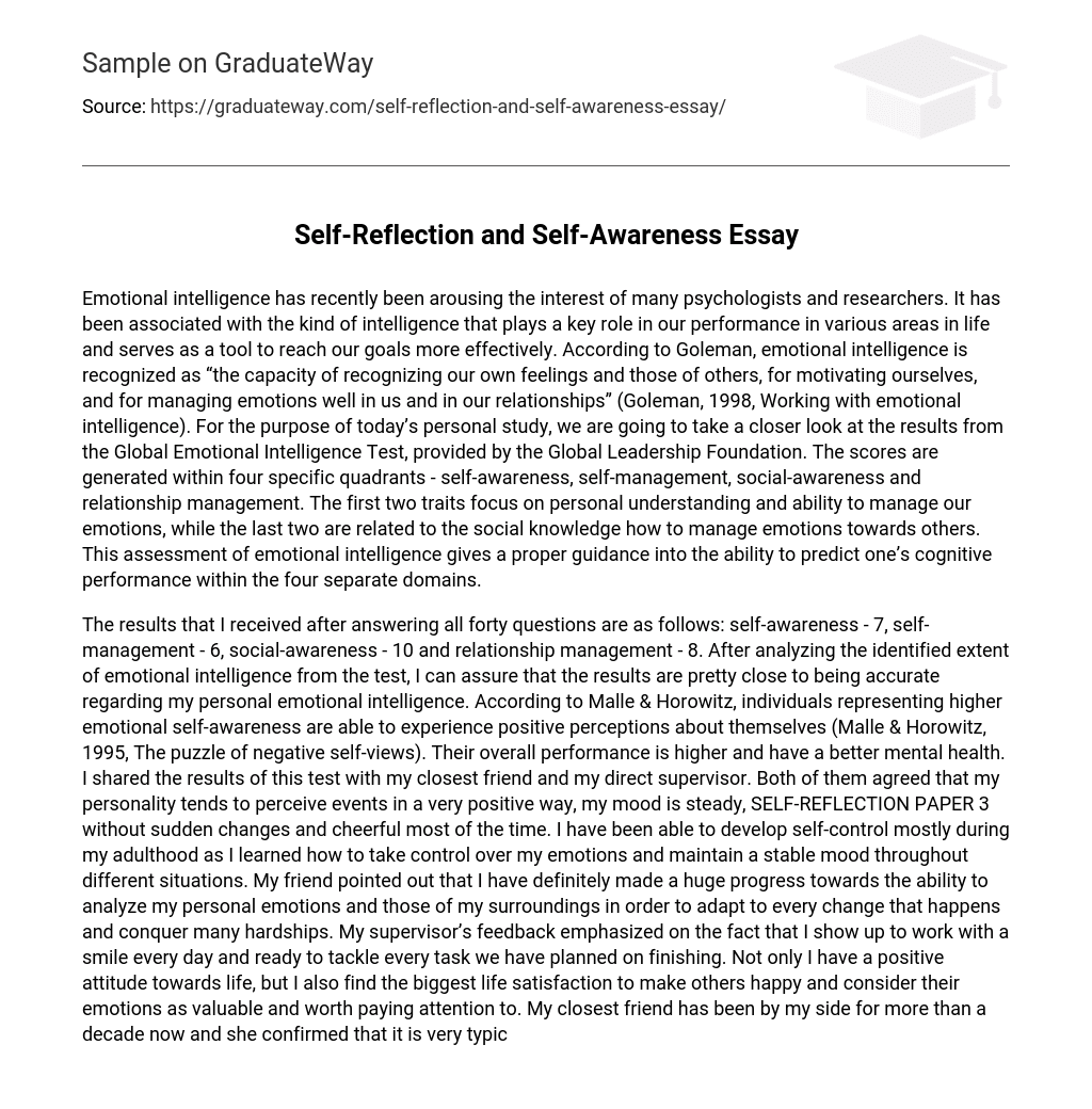  Self Reflection And Self Awareness Essay Essay Example GraduateWay