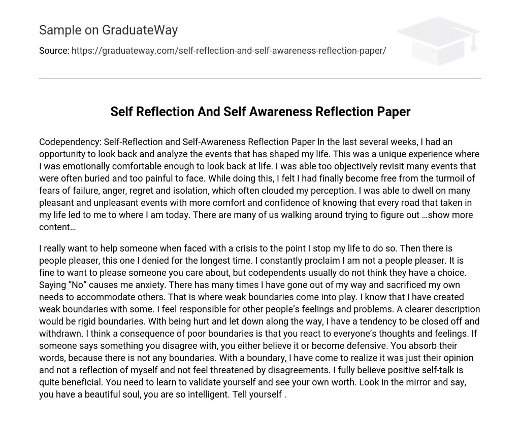 Self Reflection And Self Awareness Reflection Paper
