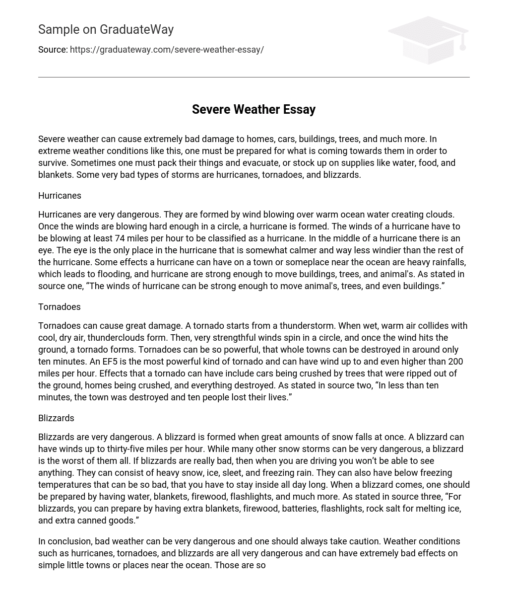 extreme weather essay 150 words