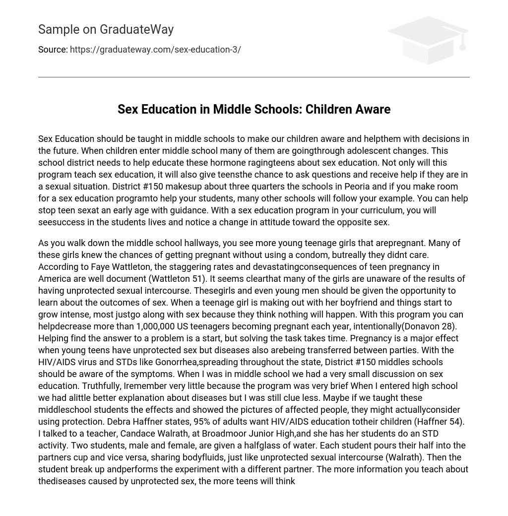 Sex Education in Middle Schools: Children Aware
