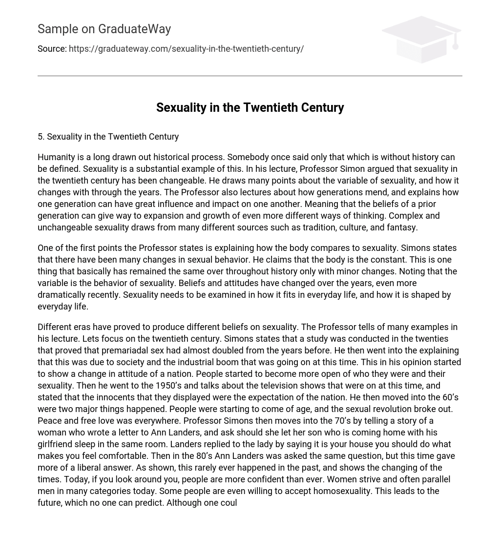 Sexuality in the Twentieth Century