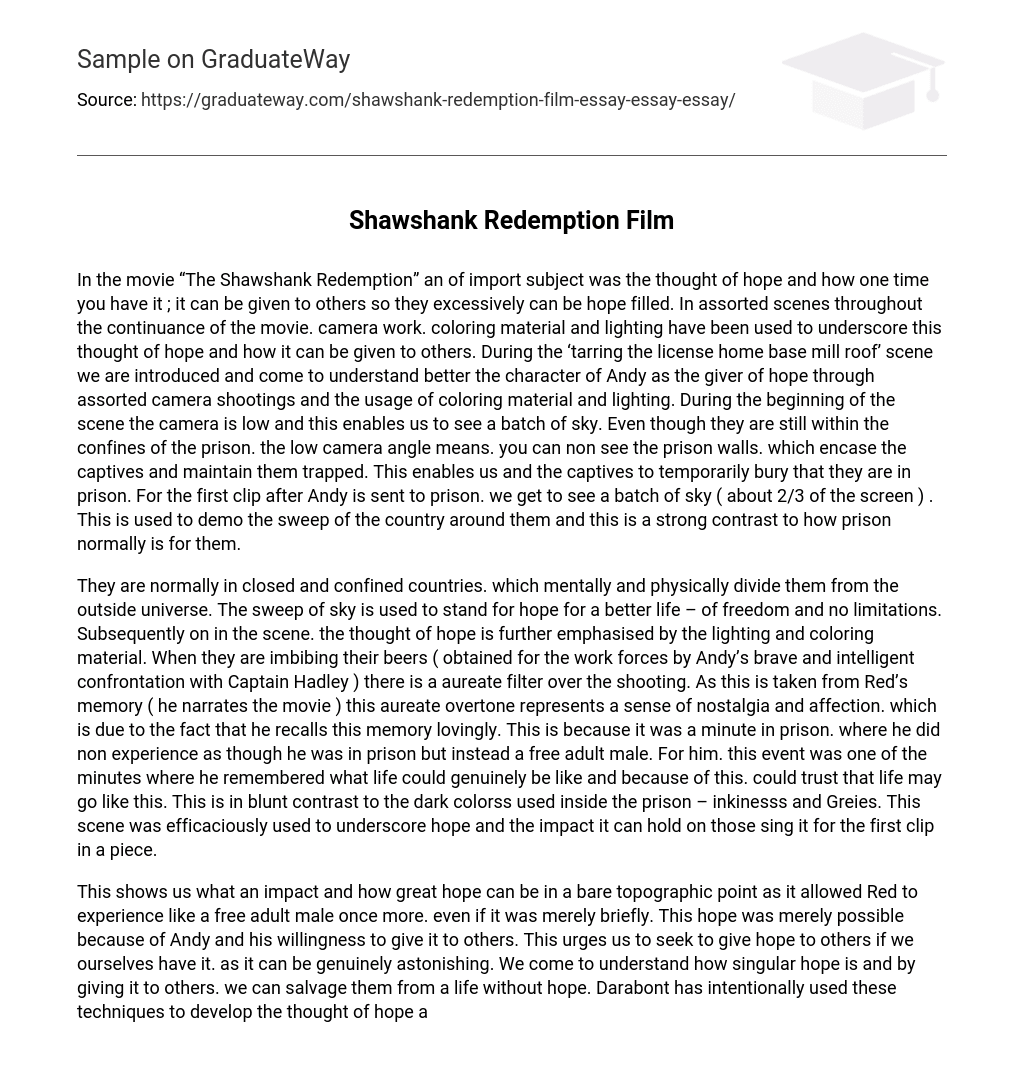 Shawshank Redemption Film Analysis