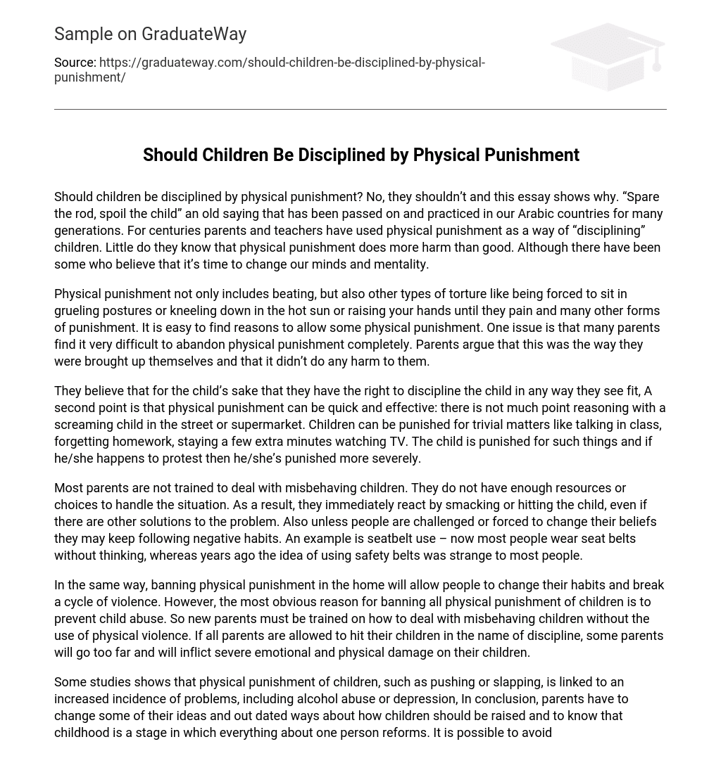 Should Children Be Disciplined by Physical Punishment