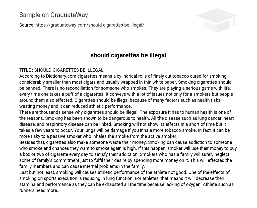 thesis statement for why cigarettes should be illegal