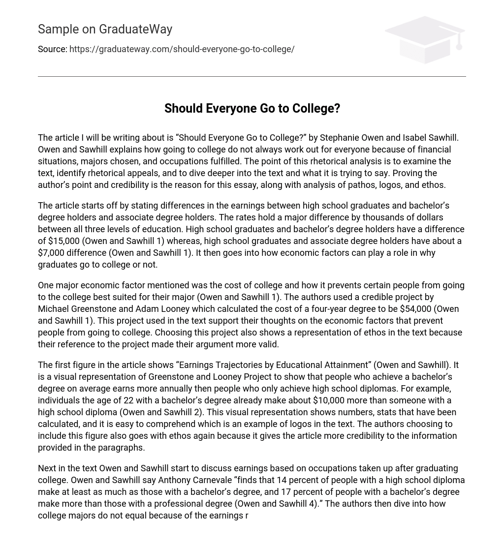 should everyone go for a college education essay