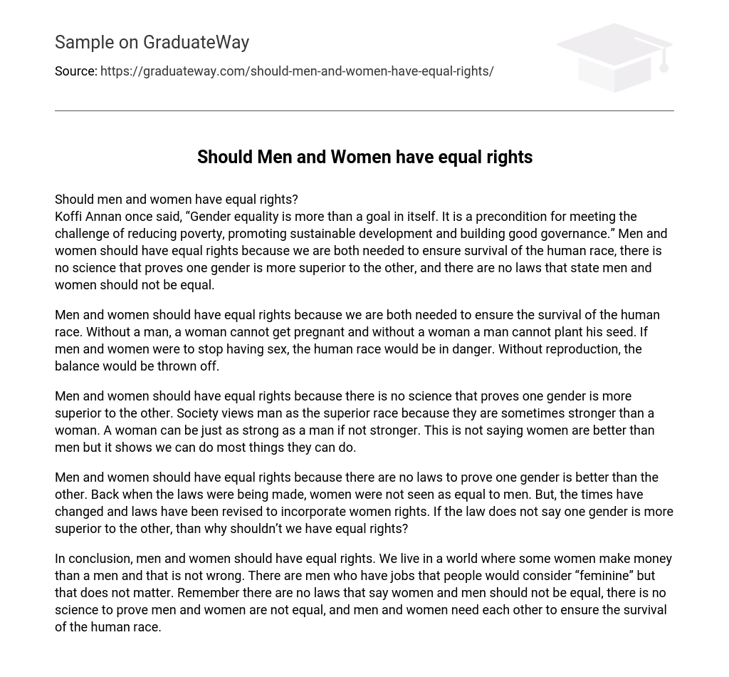 man woman equality essay
