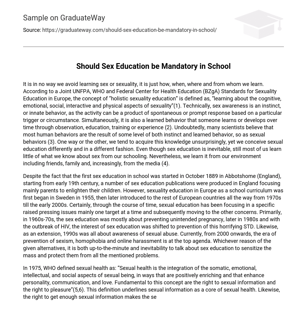 Should Sex Education be Mandatory in School