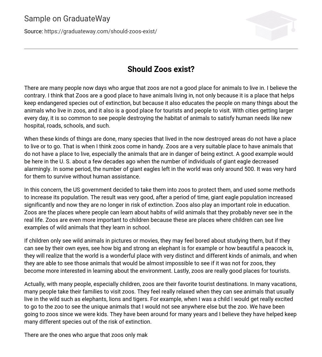 Should Zoos Exist 639 Words Free Essay Example On GraduateWay