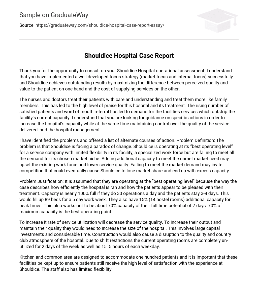 Shouldice Hospital Case Report