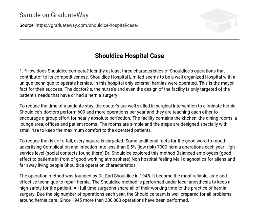 Shouldice Hospital Case