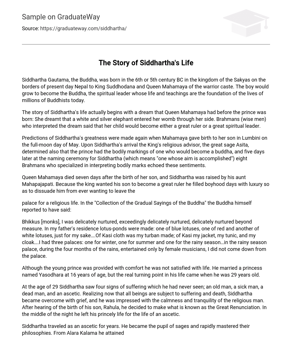 The Story of Siddhartha’s Life