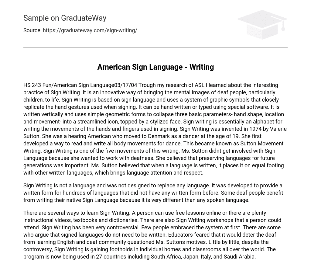 American Sign Language – Writing