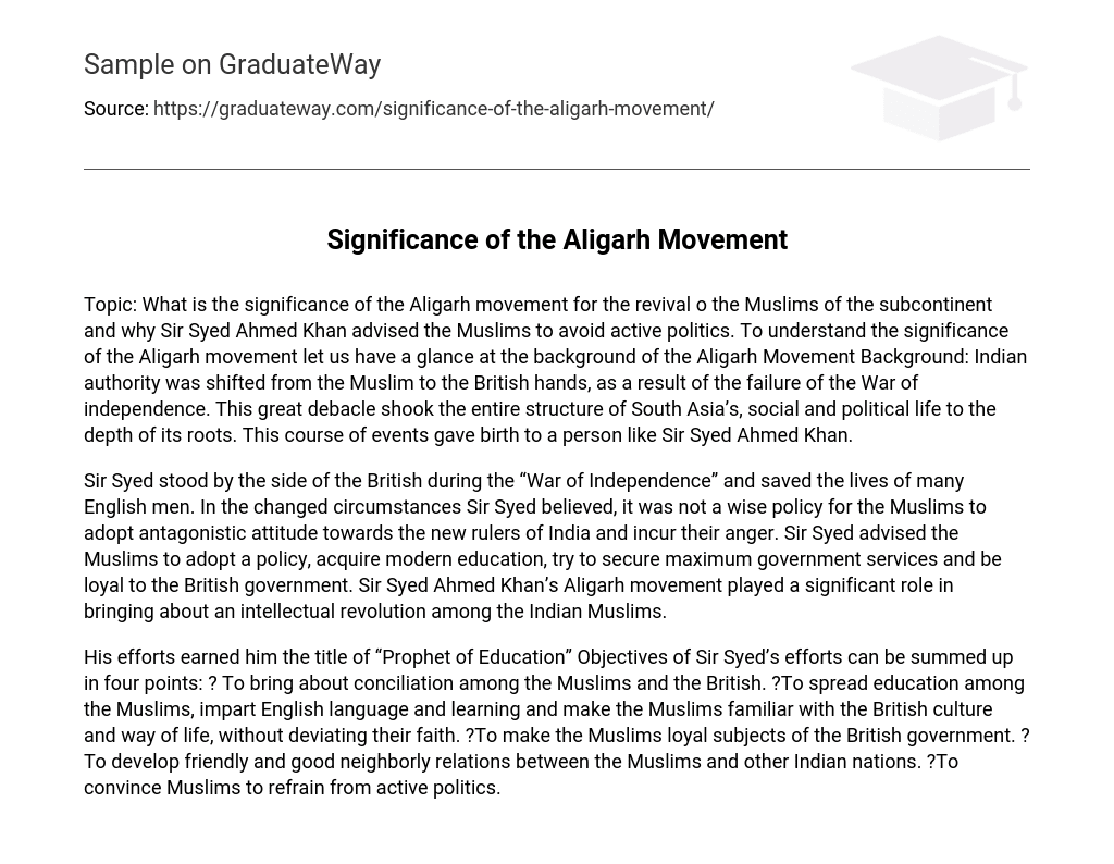 Significance of the Aligarh Movement Analysis