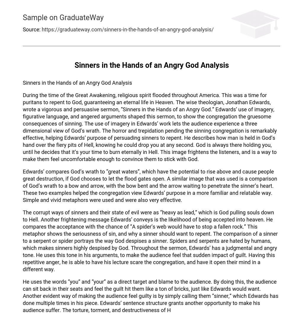 Sinners in the Hands of an Angry God Analysis