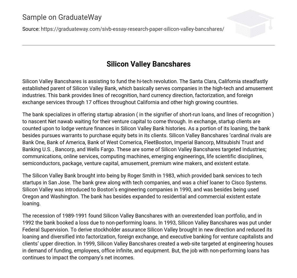 Silicon Valley Bancshares Research Paper