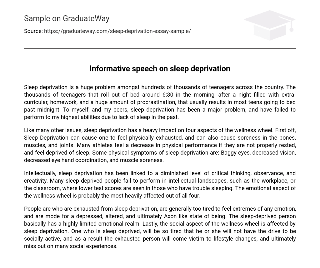 essay on sleep deprivation in schools
