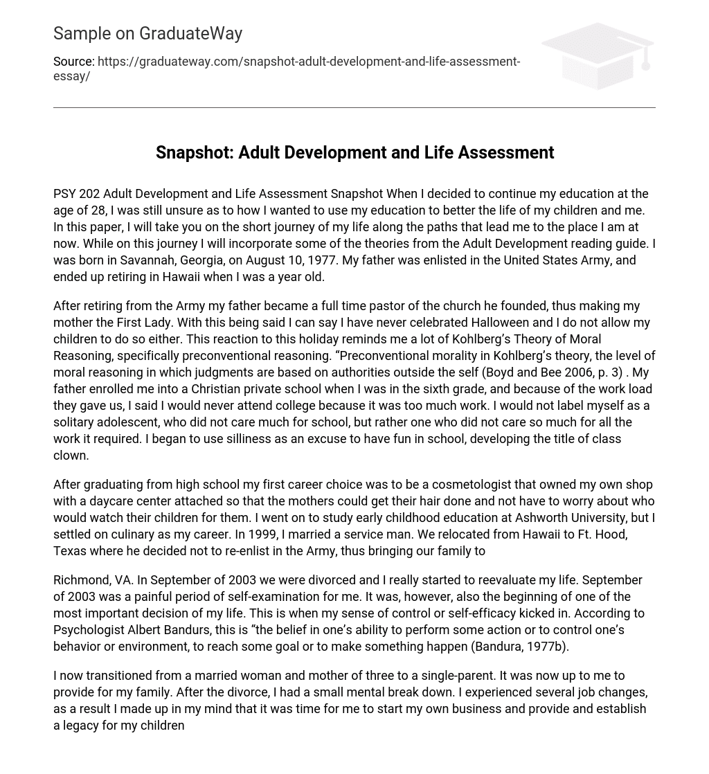 Snapshot: Adult Development and Life Assessment