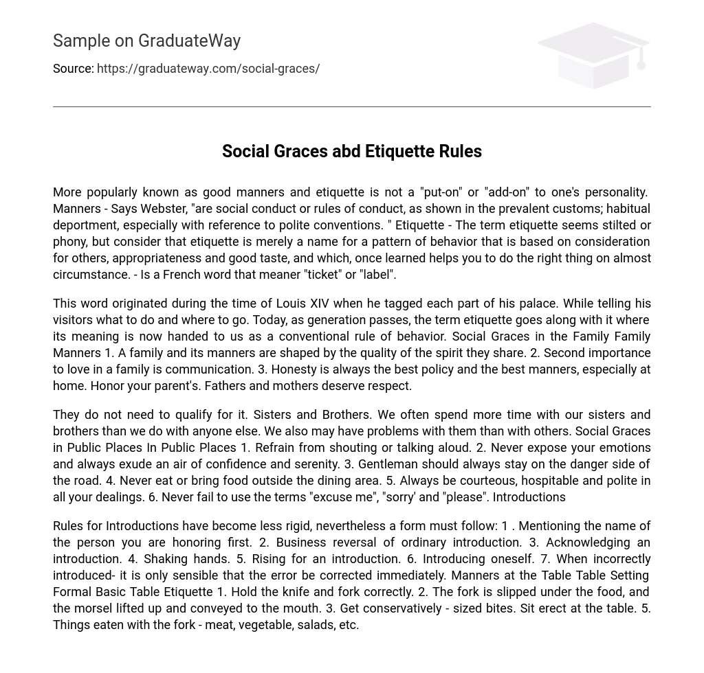  Social Graces Abd Etiquette Rules Essay Example GraduateWay