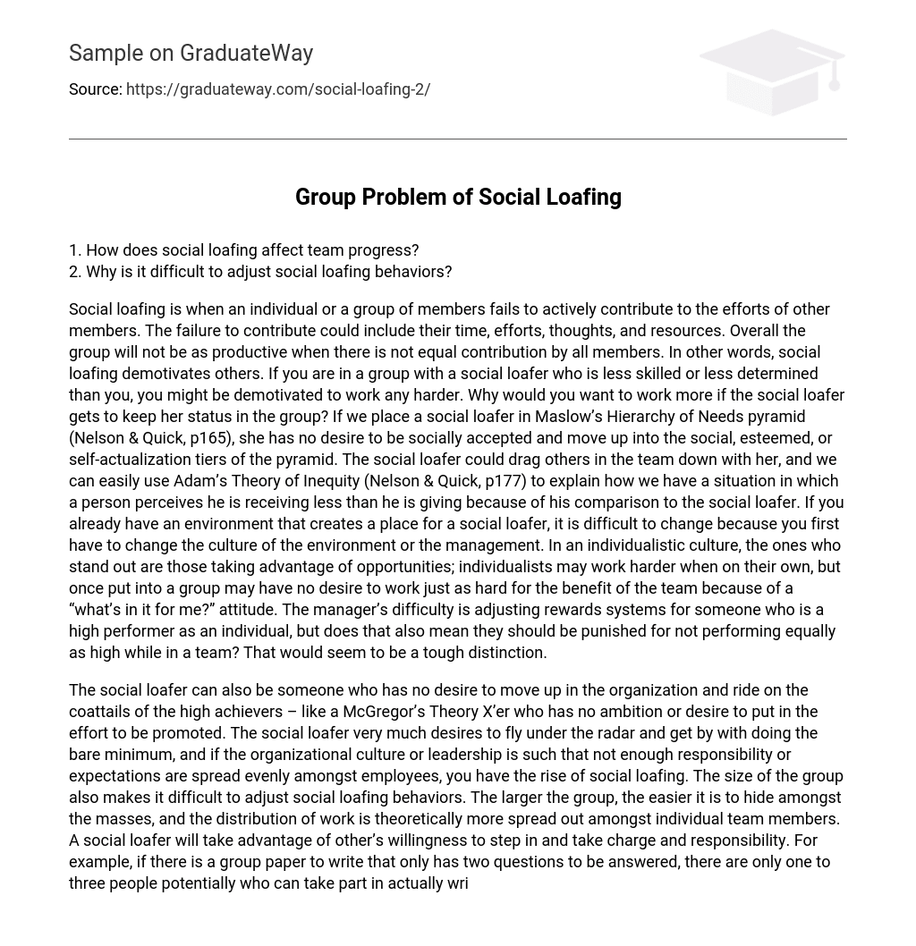 Group Problem of Social Loafing
