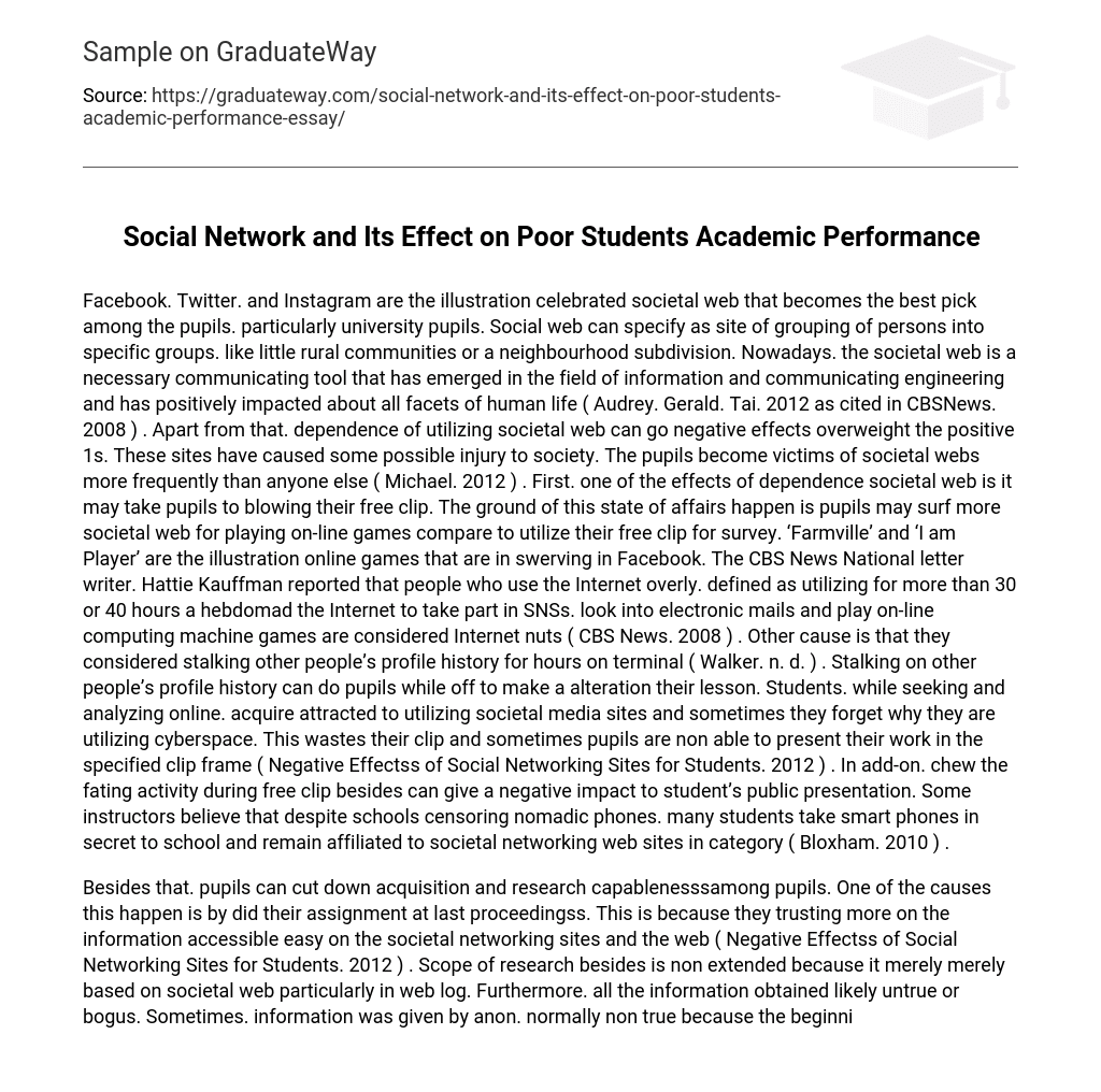 Social Network and Its Effect on Poor Students Academic Performance