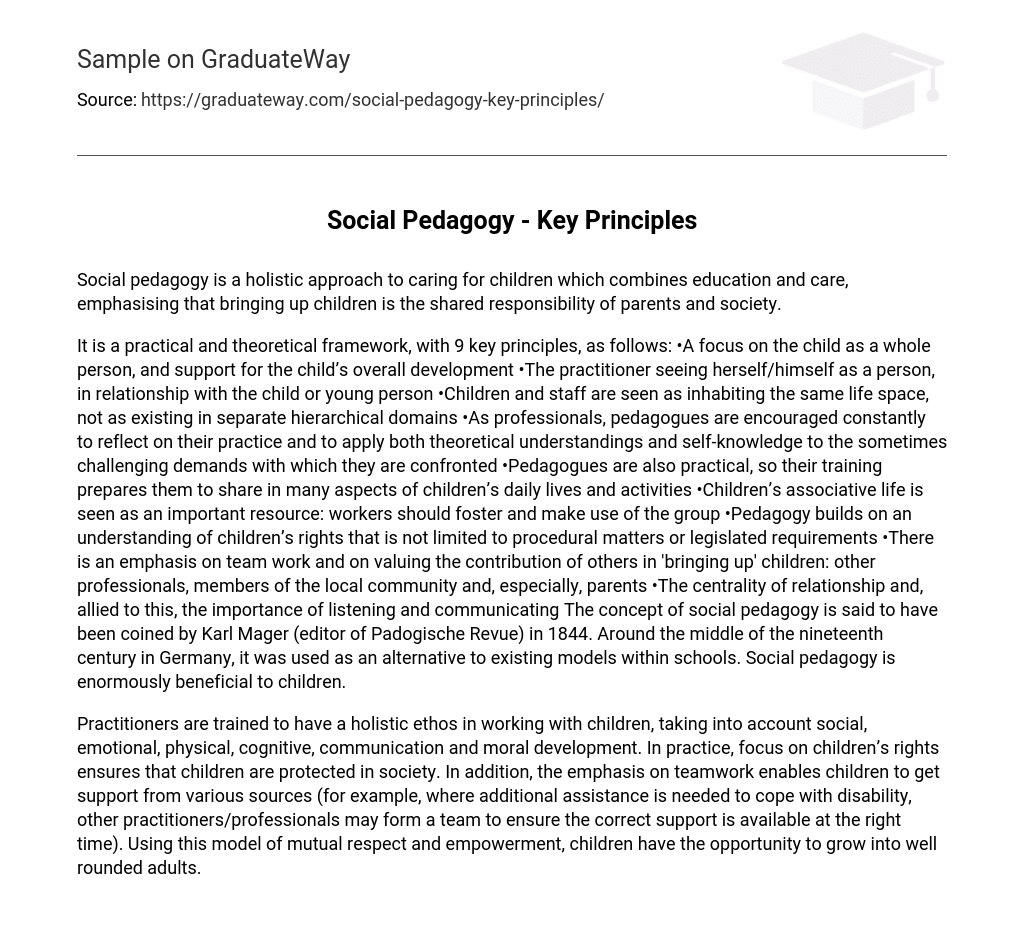 Social Pedagogy – Key Principles