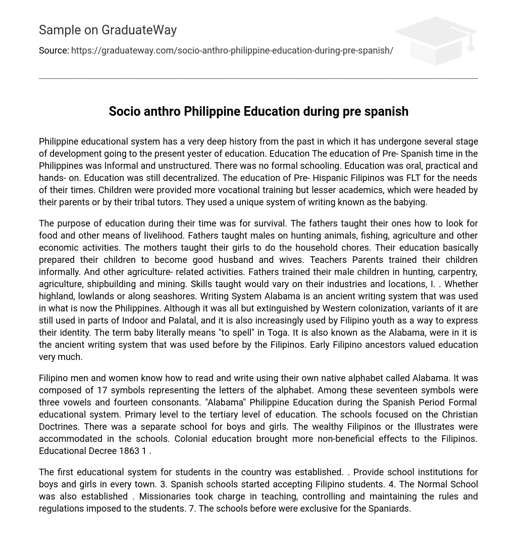 Socio anthro Philippine Education during pre spanish