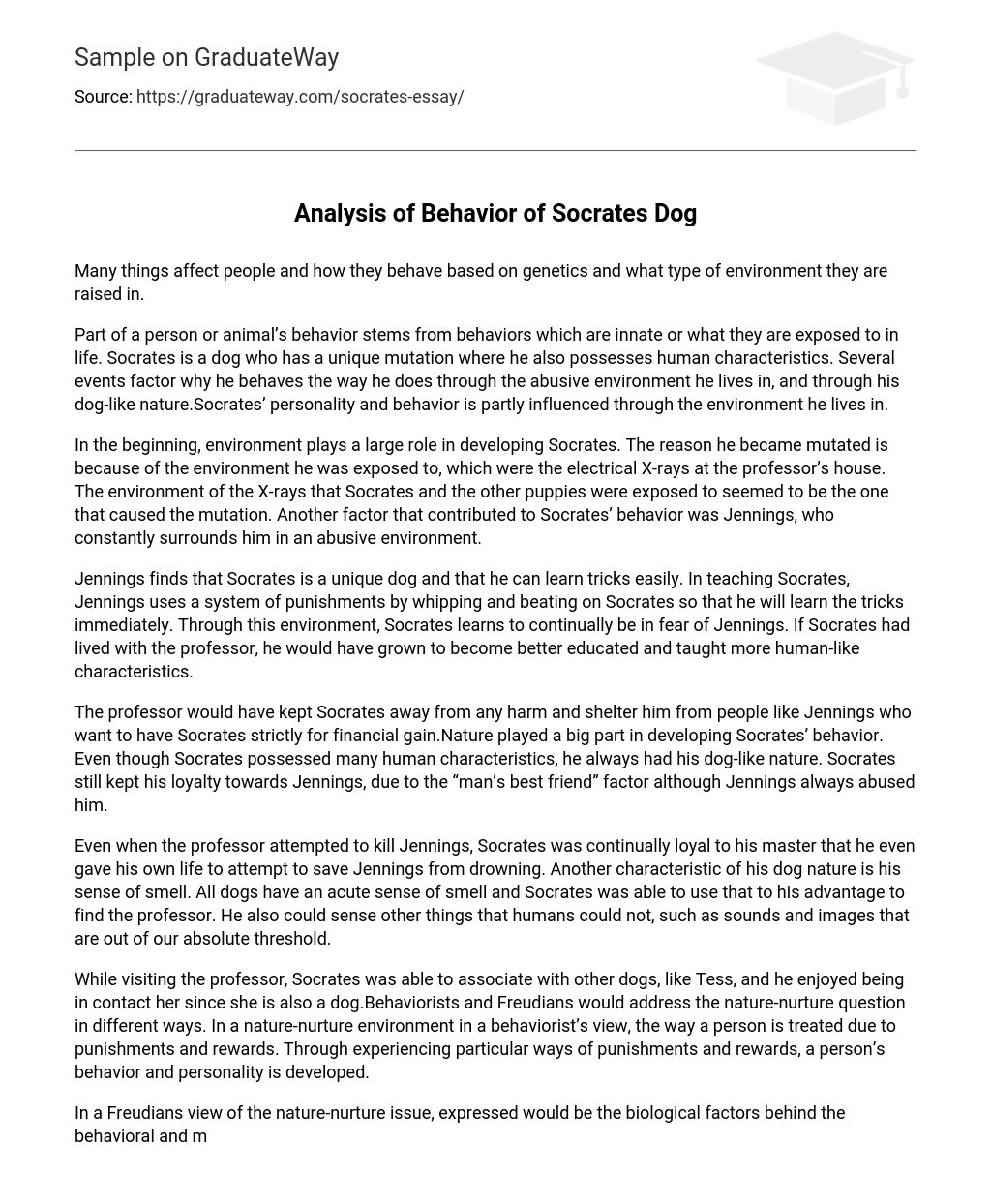 Analysis of Behavior of Socrates Dog