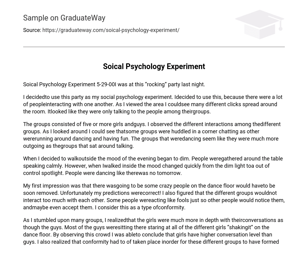 Soical Psychology Experiment On the Party