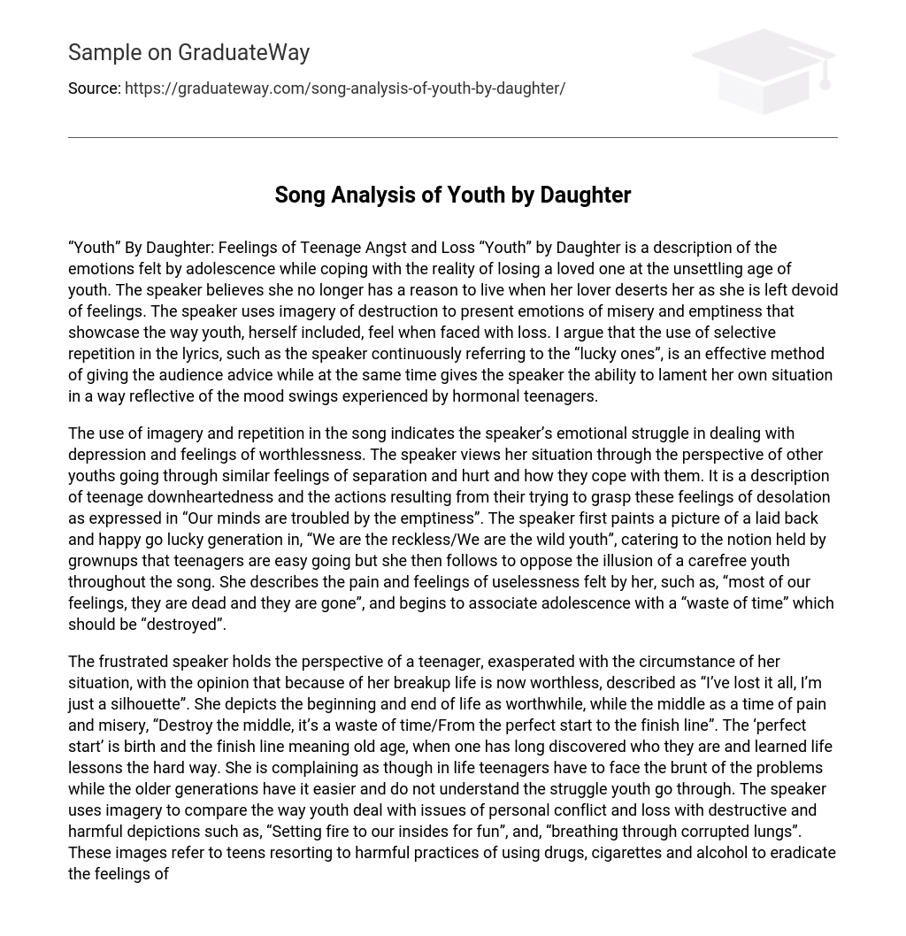 Song Analysis of Youth by Daughter