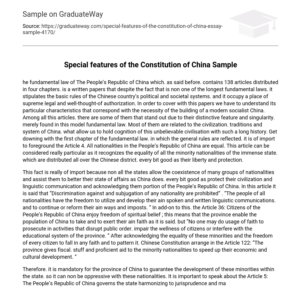Special Features of the Constitution of China