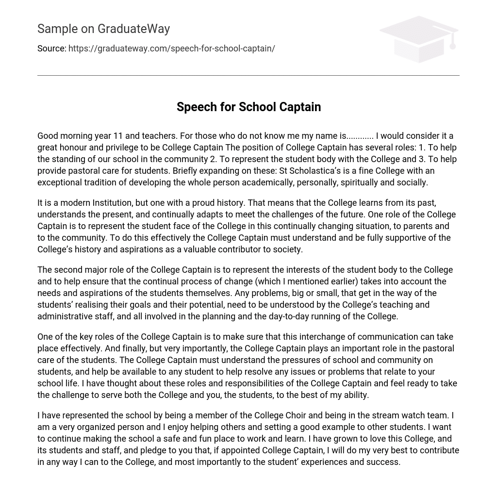 What To Write In Your School Captain Speech