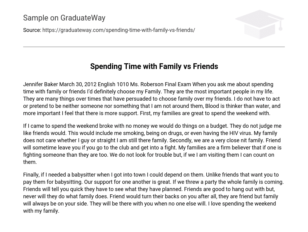 essay about spend time with family