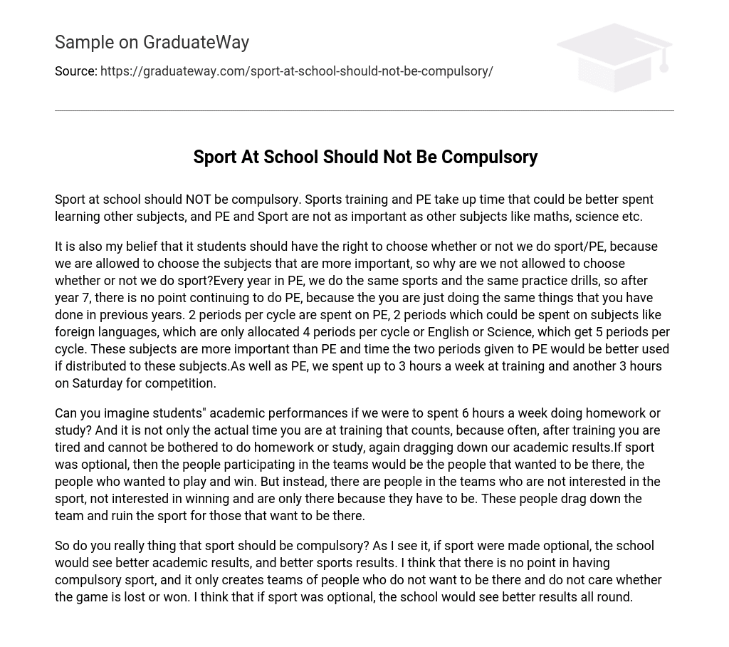 sport should be compulsory in schools essay