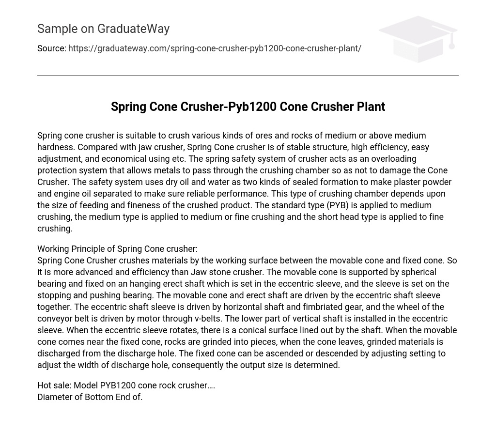 Spring Cone Crusher-Pyb1200 Cone Crusher Plant