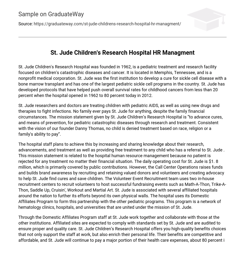 St. Jude Children’s Research Hospital HR Managment