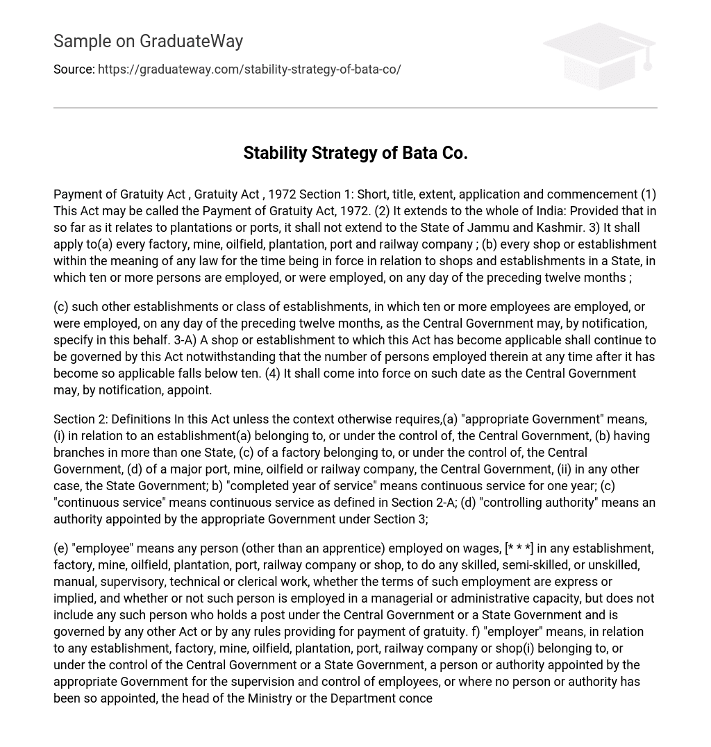 Stability Strategy of Bata Co.