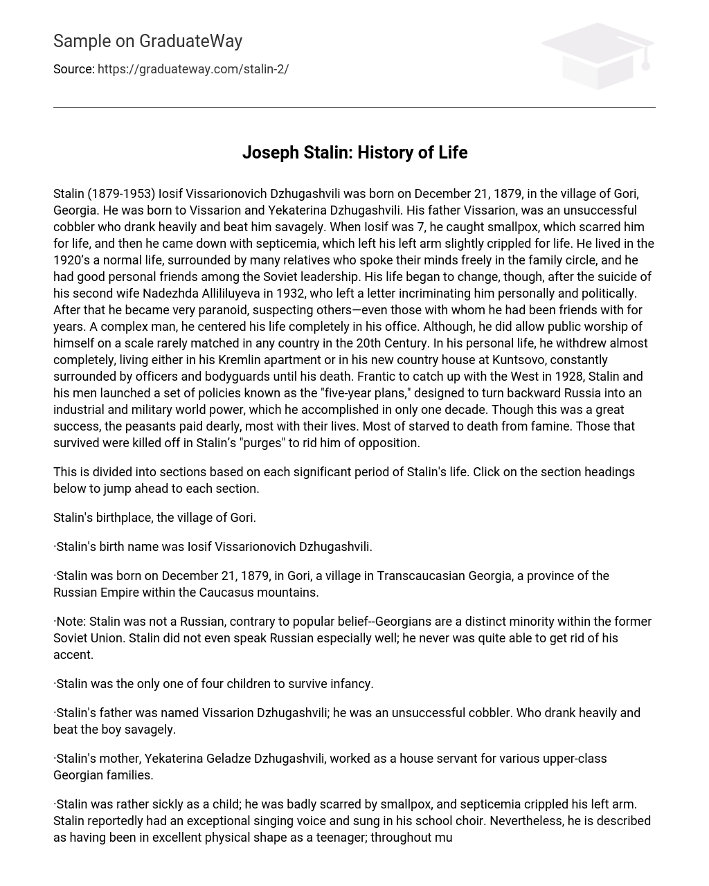 Joseph Stalin: History of Life