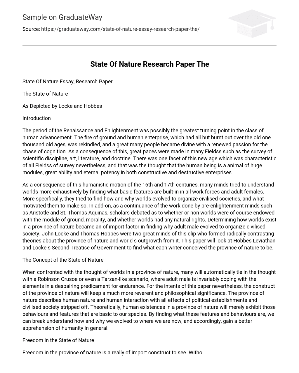 State Of Nature Research Paper The
